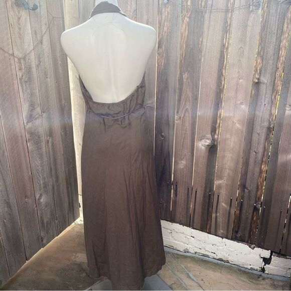 ZARA LINEN BLEND KHAKI HALTER NECK MIDI DRESS blogger’s favorite size large - Picture 10 of 16